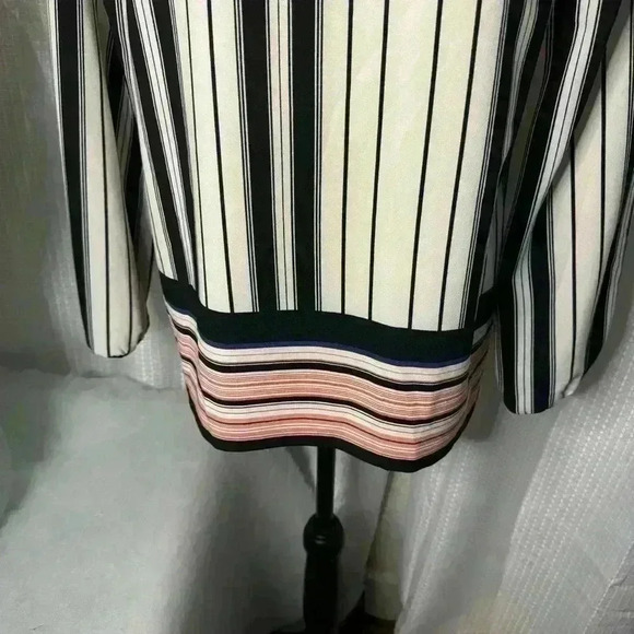 Beige By ECI Women’s Large Striped V Neck Tunic Long Sleeves Tassel Blouse - Picture 9 of 12